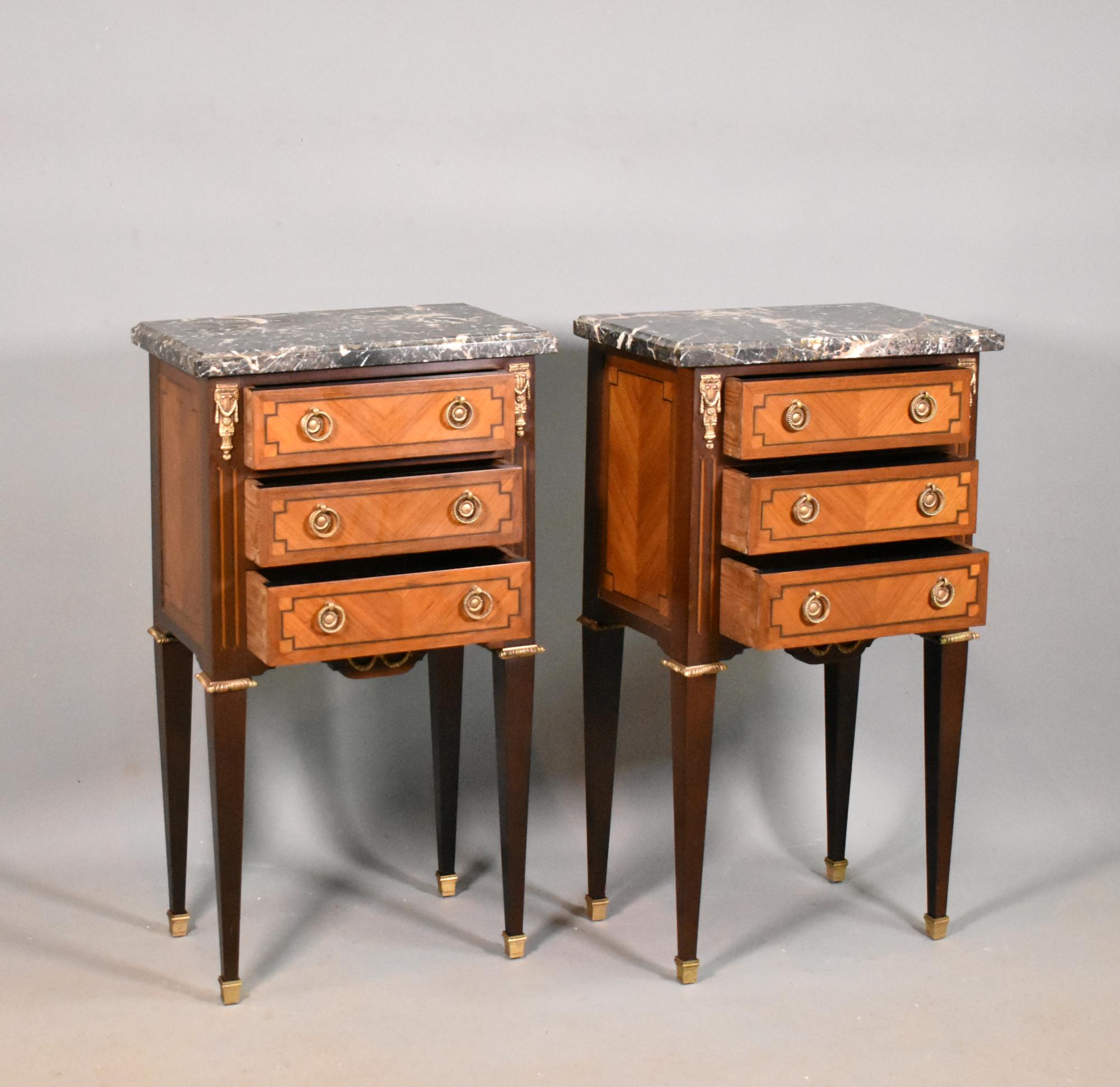 Pair Night Stands Bedside Cabinets Louis XVI Directoire Style 7