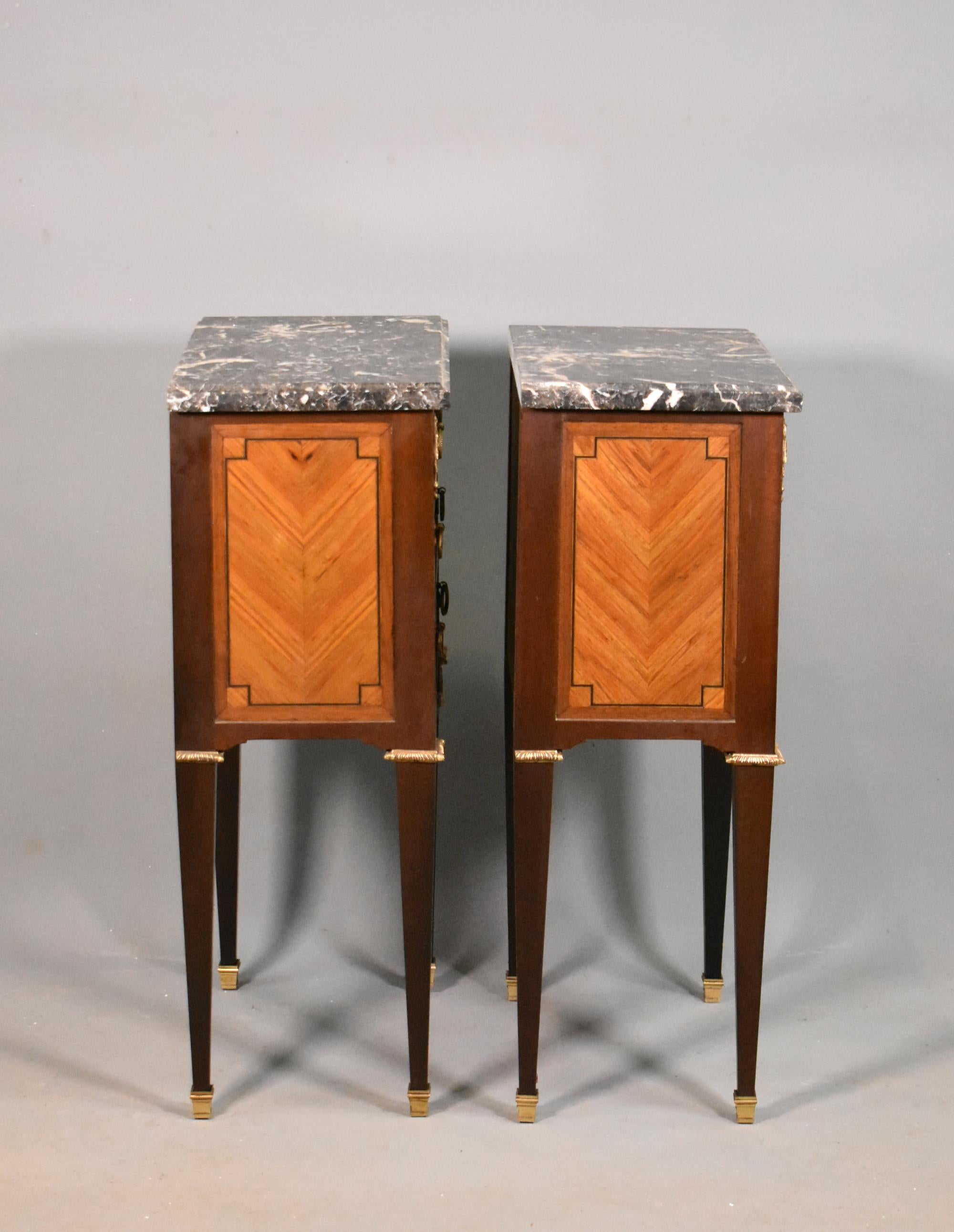 Pair Night Stands Bedside Cabinets Louis XVI Directoire Style 8