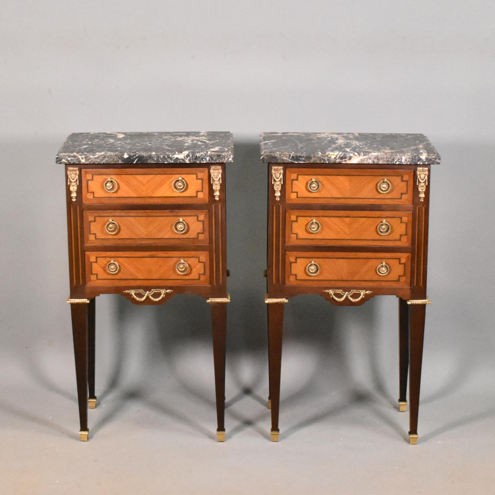 Bronzed Pair Night Stands Bedside Cabinets Louis XVI Directoire Style