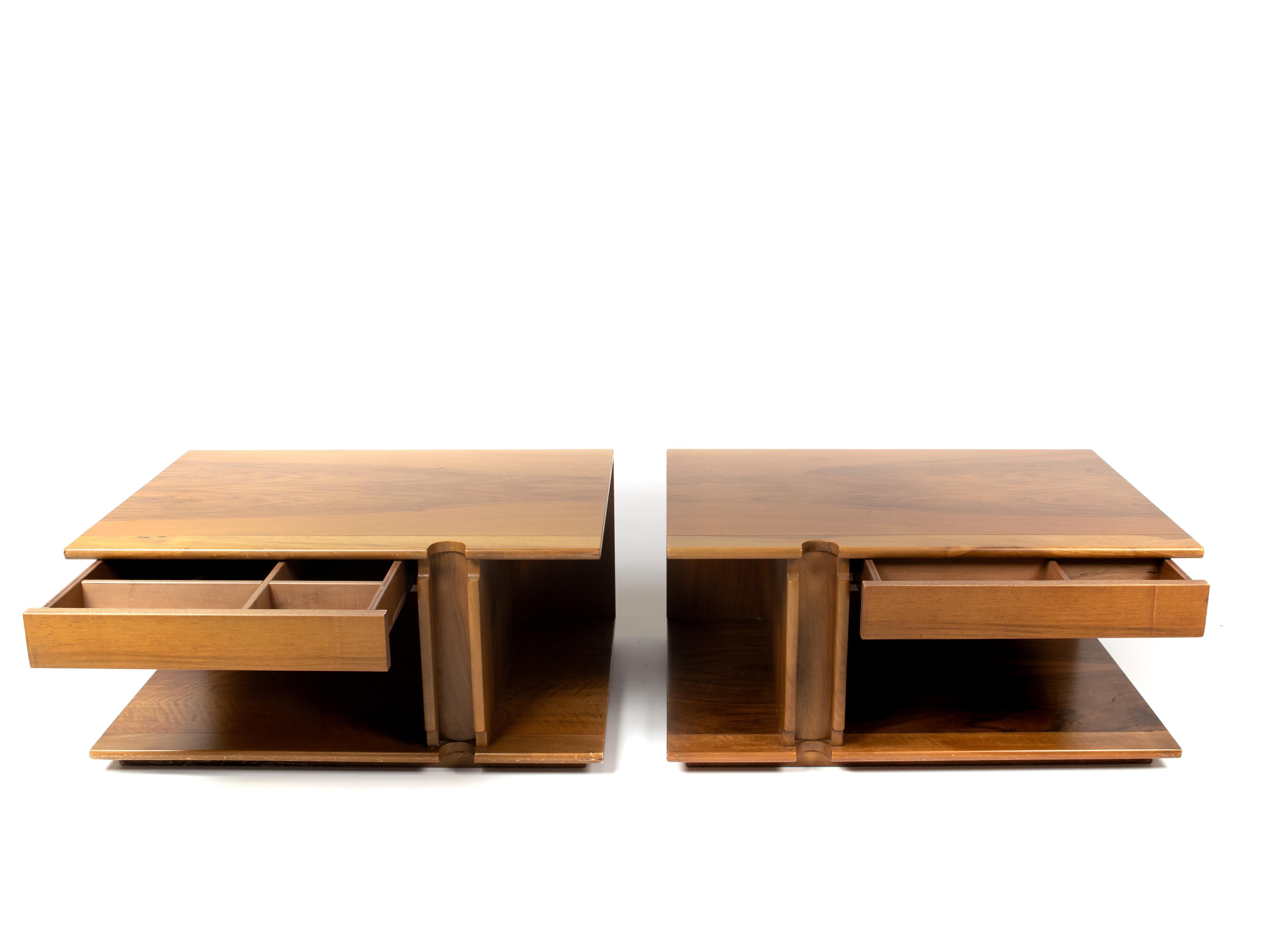 Pair of Nightstands by Franco Poli for Bernini, Italy, 1970s In Good Condition In Hellouw, NL