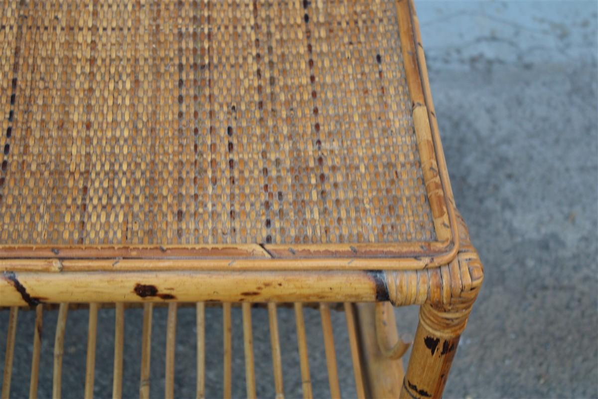 Pair Night Stands Mid-Century Italian Design Bamboo Minimal, 1950s For Sale 4