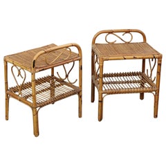 Coppia di comodini Mid-Century Italian Design Bamboo Minimal, anni '50