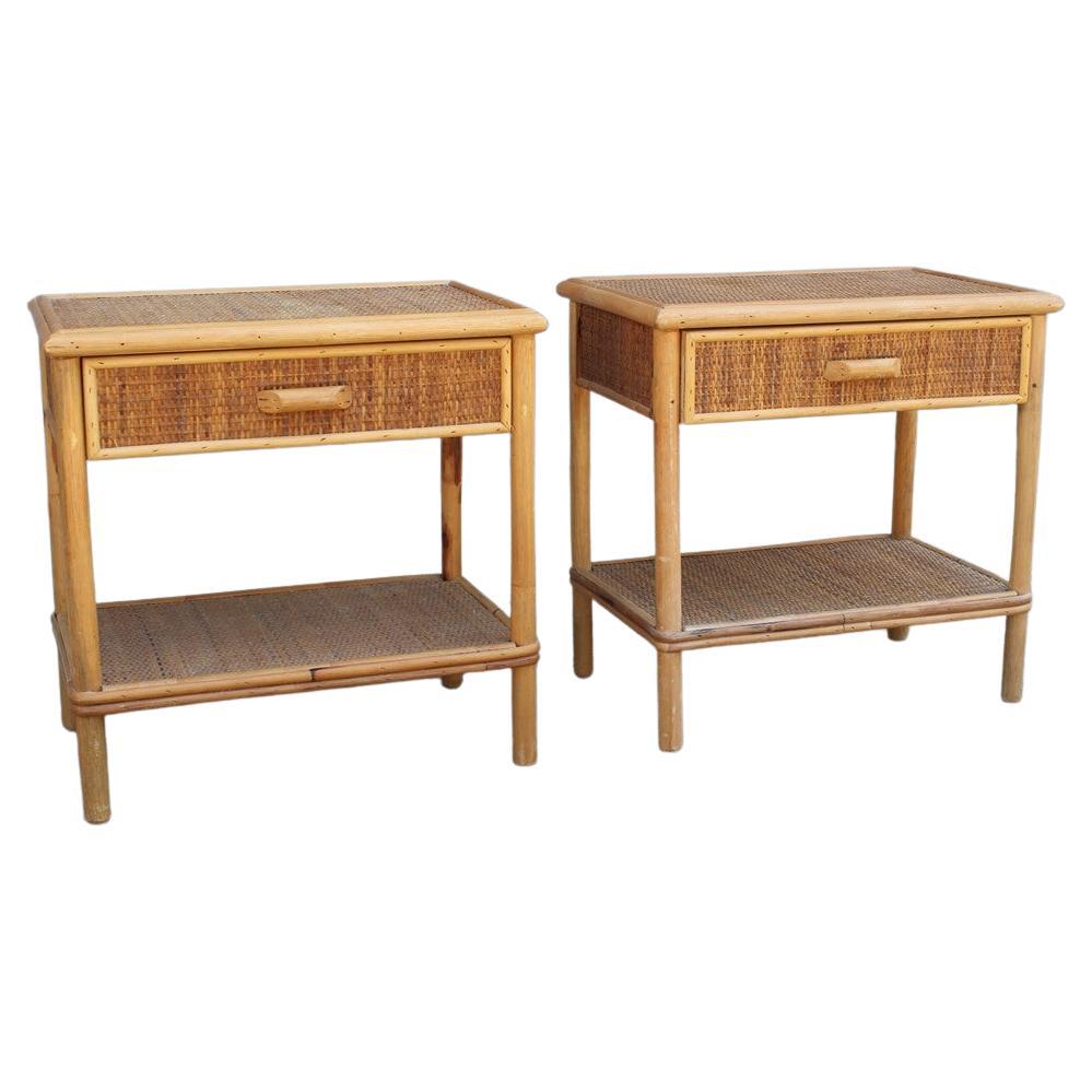 Pair Bamboo Night Stands at 1stDibs
