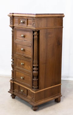 Nightstands French 19th Century Bedside Louis XVI Marble Snails Encrusted, Pair