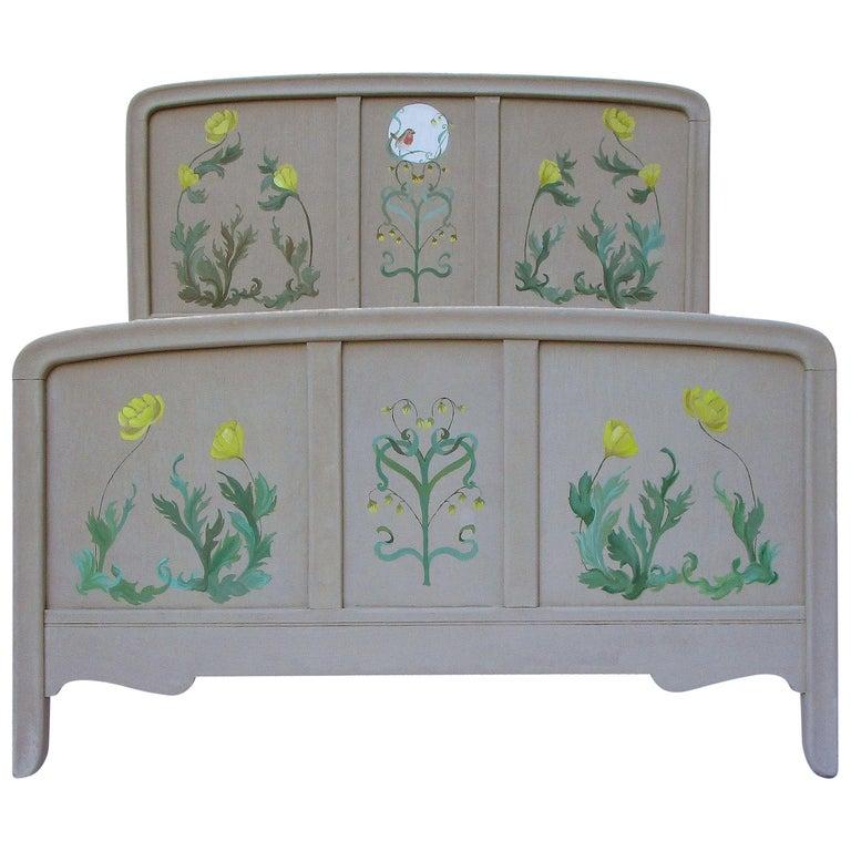 Pair Nightstands Painted by Artist Unique Vintage Side Cabinets Bedside Tables 1