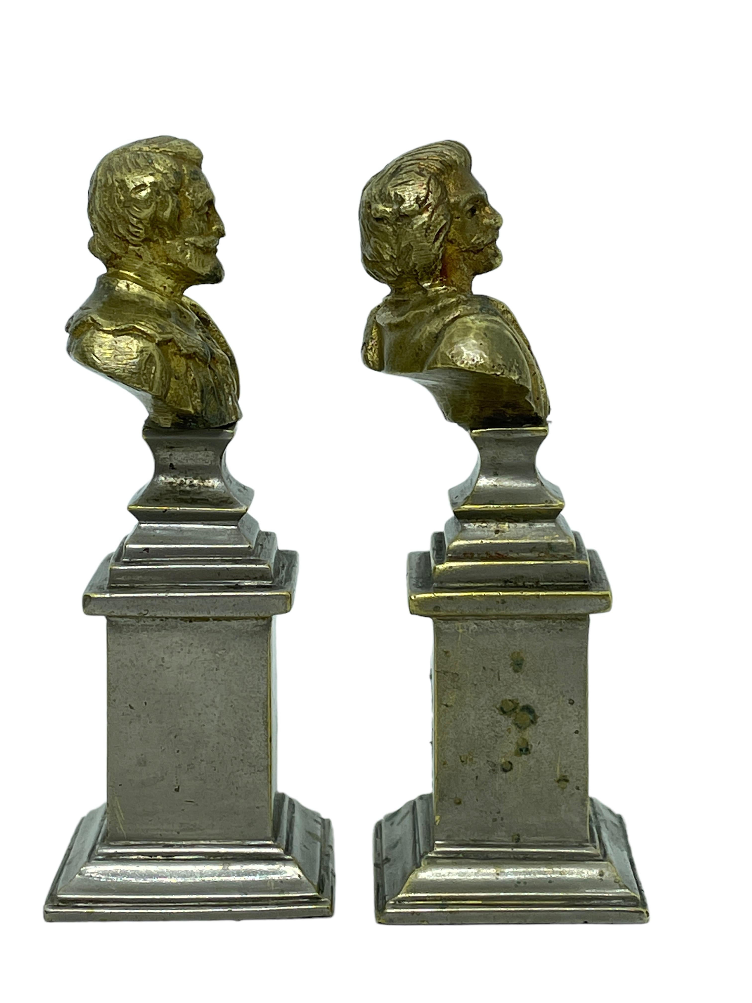 Dekorative Metallkopf-Statuen-Skulpturen eines edlen Mannes, Belgien 1900er Jahre, Paar (Art nouveau) im Angebot