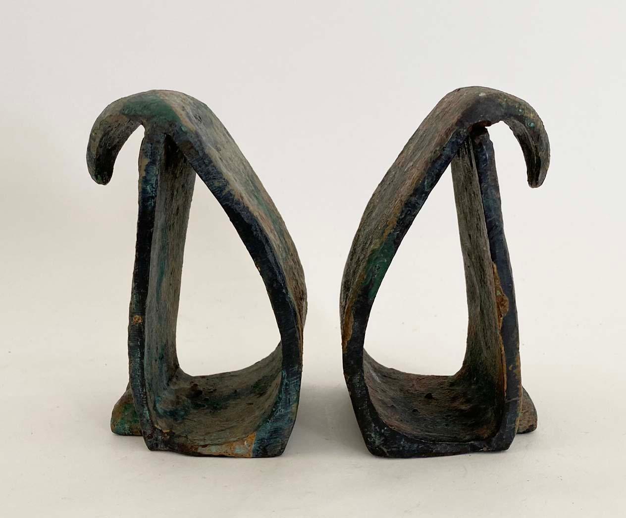 Pair Noguchi-Style Mid Century Brutalist Japanese Iron Owl Figures Bookends 4