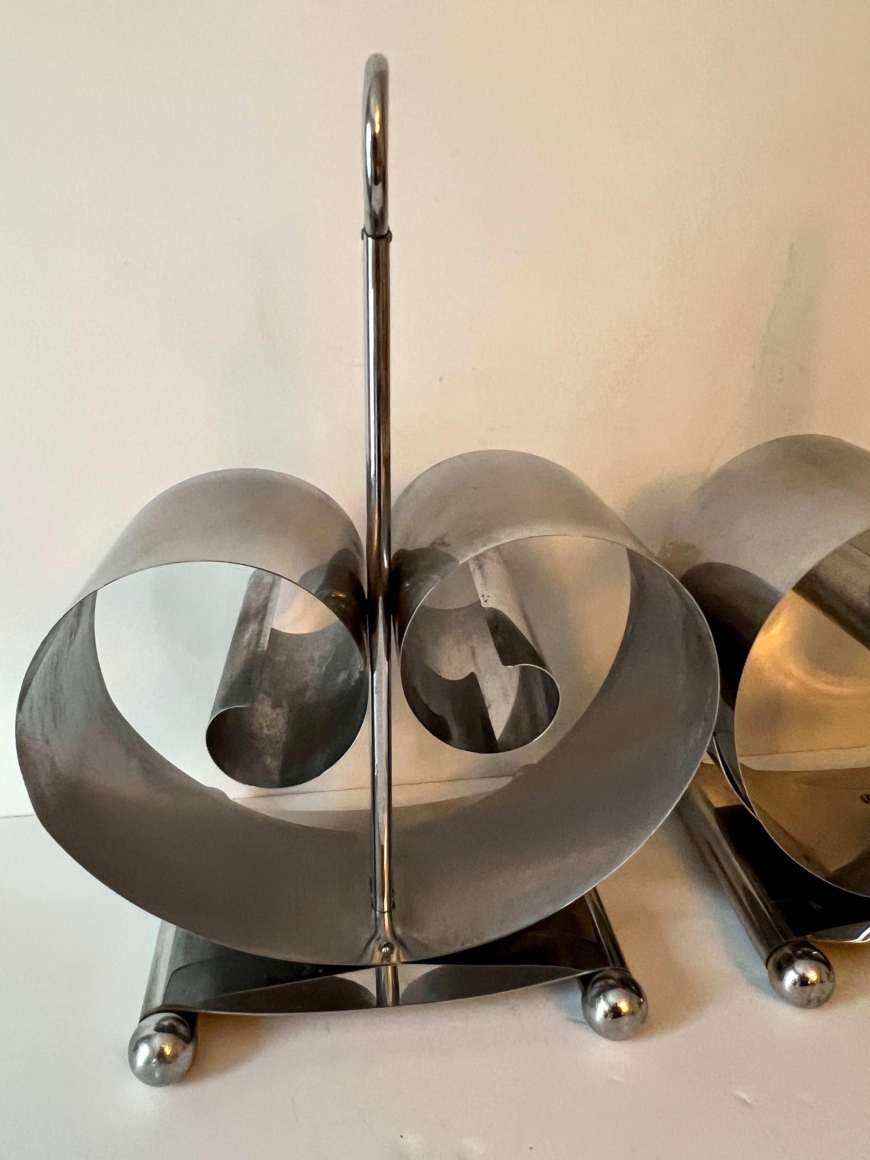 Coppia di portariviste Norman Bel Geddes in cromo lucido in stile Bel Arte in vendita 3