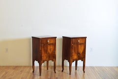 Pair of Northern Italian Figured and Shaped Walnut Bedside Commodes 19th Century