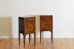 Pair Northern Italian Walnut & Inlaid Bedside Commodes, circa 1825