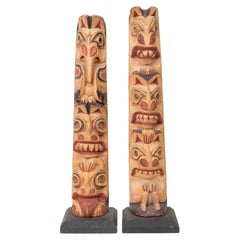 Pair Northwest Coast Cedar Totems