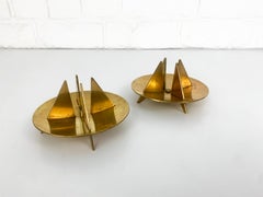 Pair Nr.20 Candlesticks in solid Brass by Pierre Forssell Skultuna Sweden 1960s