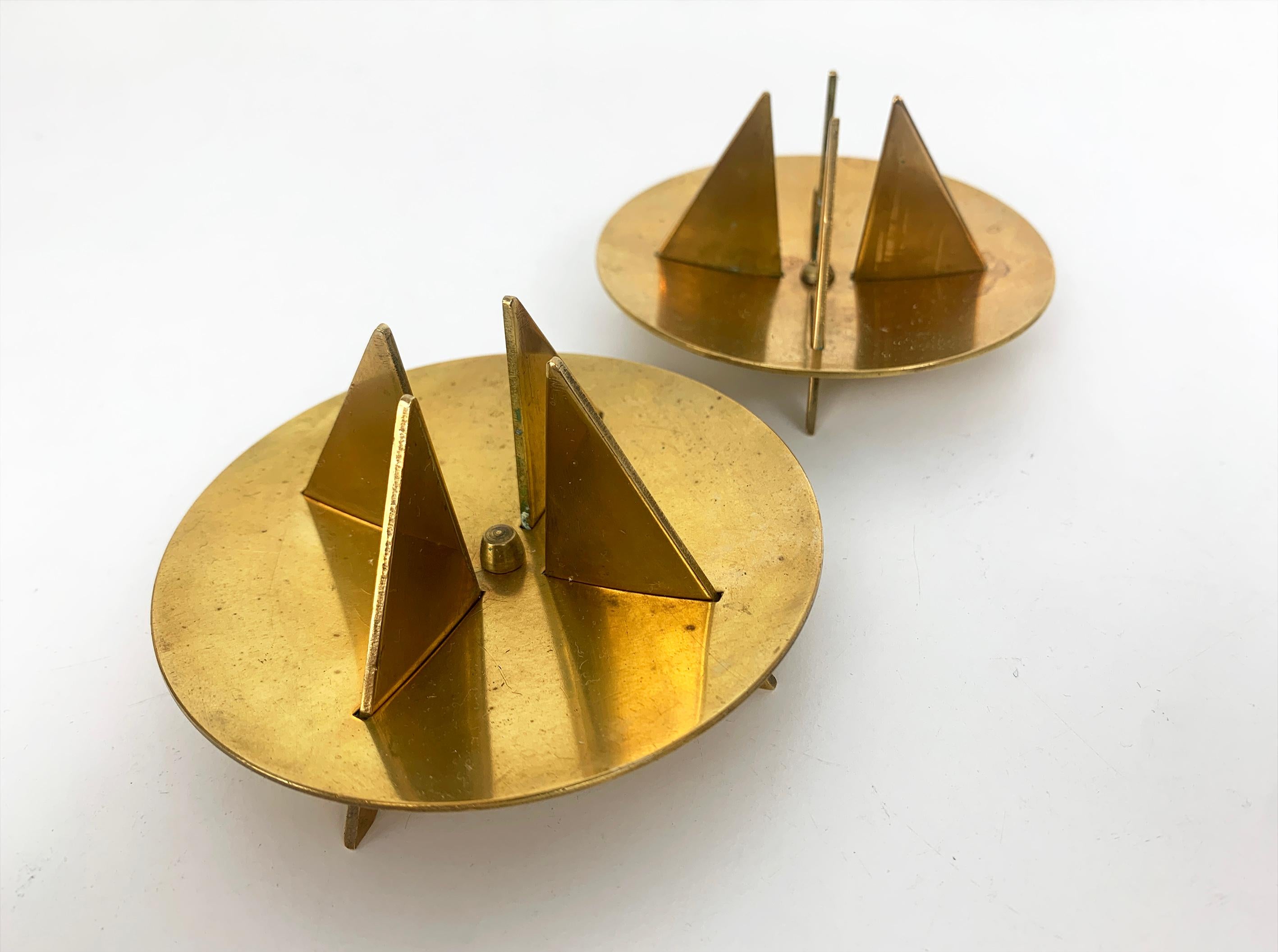 20th Century Pair Nr.20 Candlesticks in solid Brass by Pierre Forssell Skultuna Sweden 1960s For Sale