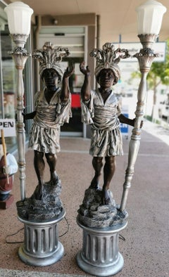 Pair Nubian lamps on bases