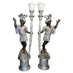 Pair Nubian lamps on bases