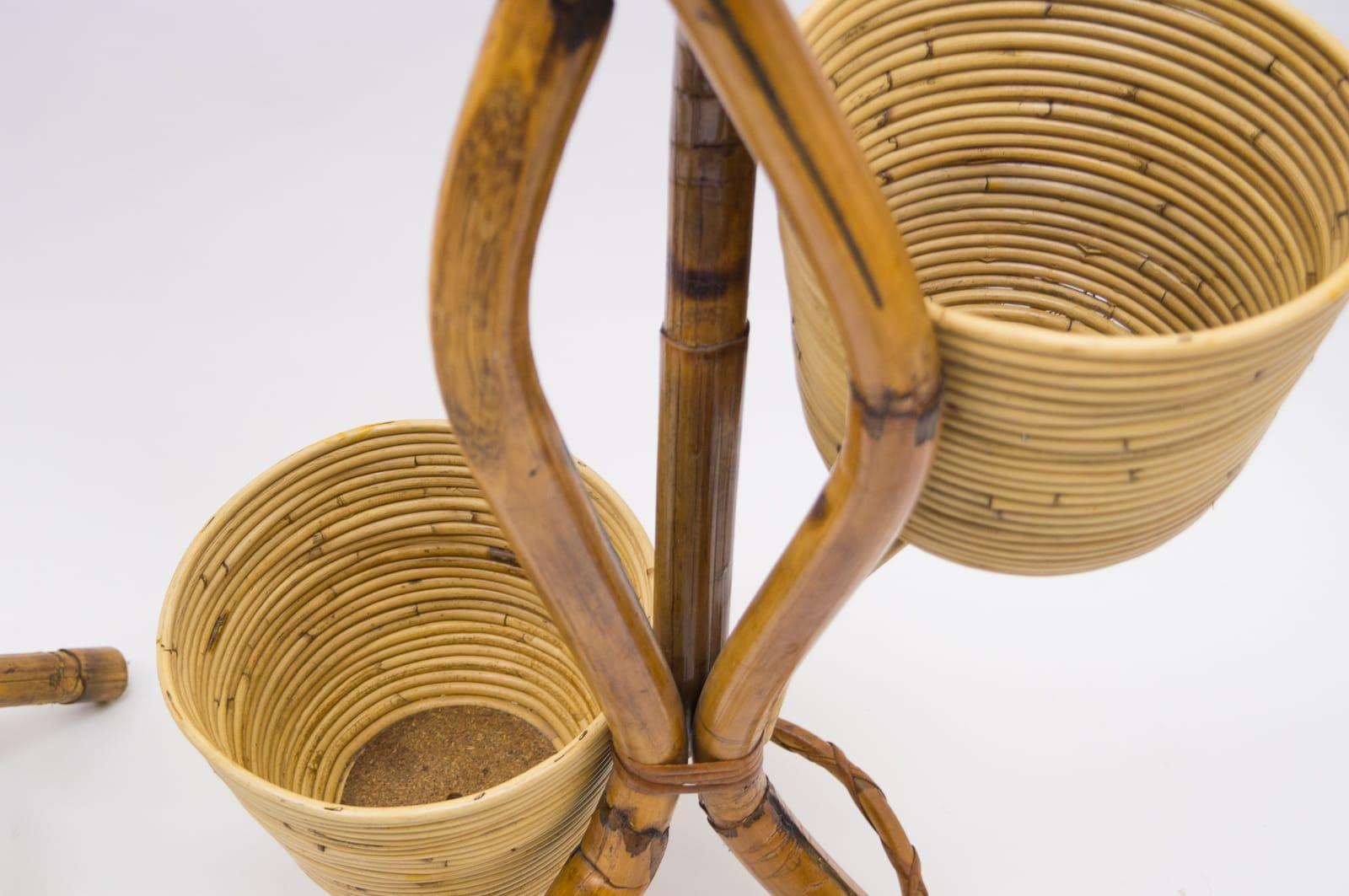 bamboo rattan plant stand