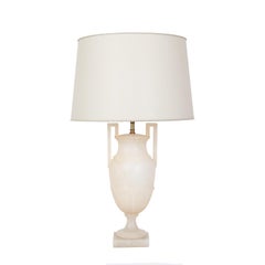 Pair of Midcentury Italian Neoclassical Style Alabaster Urn Table Lamps