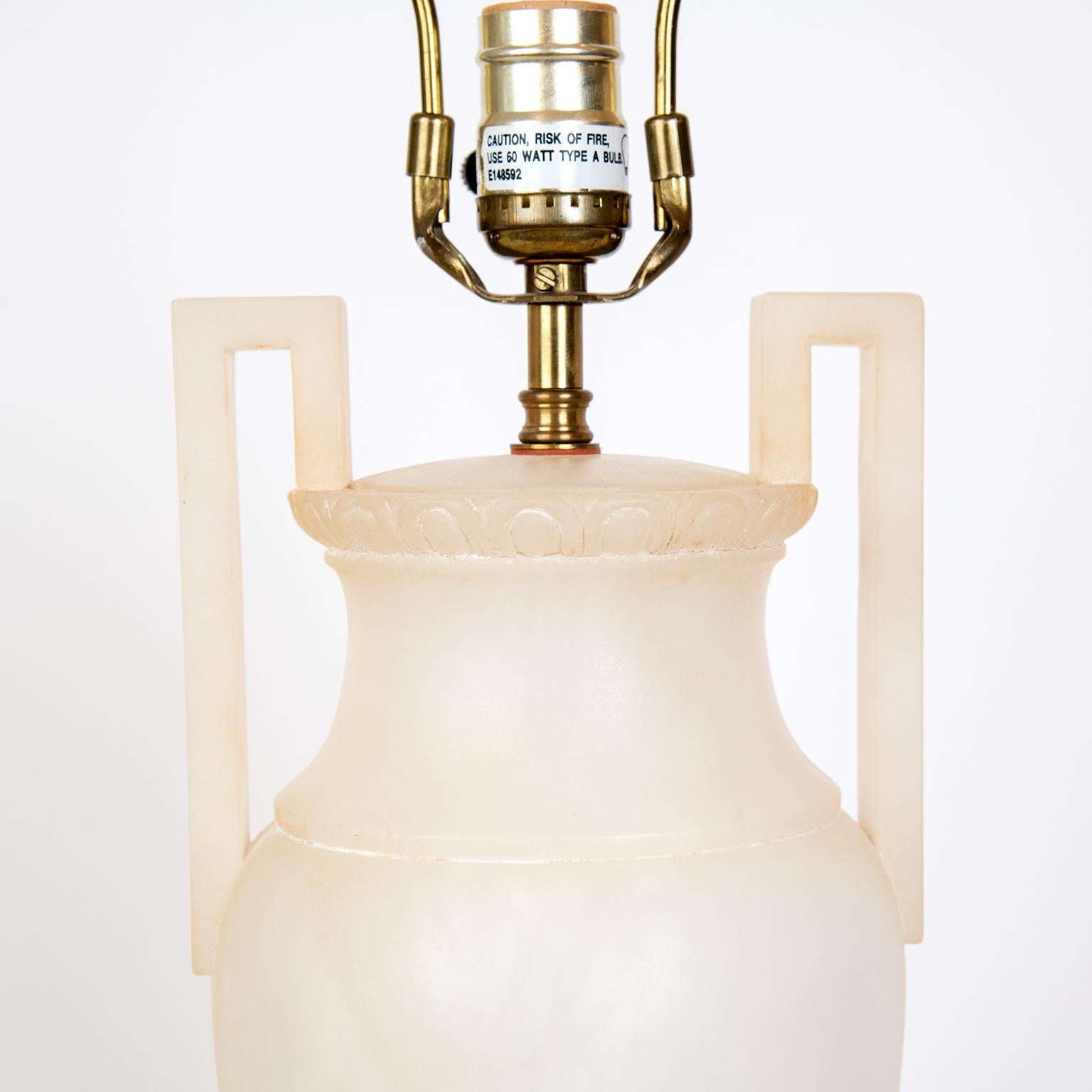 Mid-20th Century Pair of Midcentury Italian Neoclassical Style Alabaster Urn Table Lamps