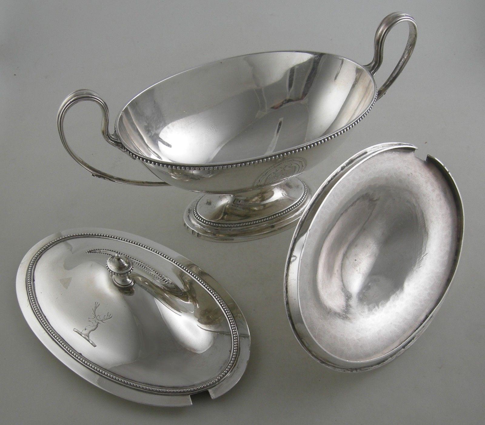 Sterling Silver Pair of Suace Tureens with Ladles For Sale