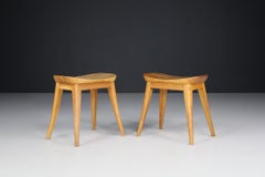 Pair oak coffee bean stools in oak, France 1950s