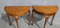 Pair Oak Demi Lune ConsoleTables