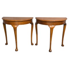 Pair Oak Demi Lune ConsoleTables