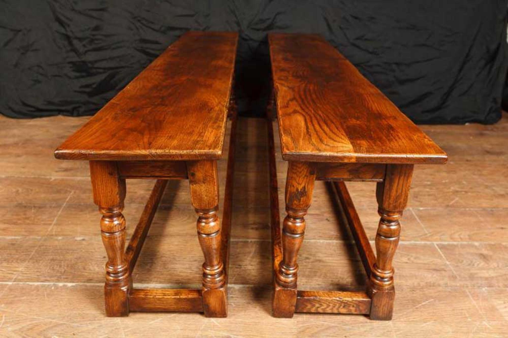 Coppia Panche Oak Farmhouse Sedute Panca Refettorio in vendita 7