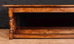 Pair Oak Farmhouse Benches Seats Refectory Bench