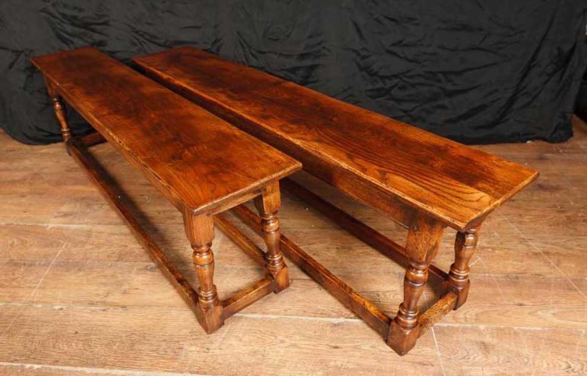 Coppia Panche Oak Farmhouse Sedute Panca Refettorio In condizioni buone in vendita a Potters Bar, GB