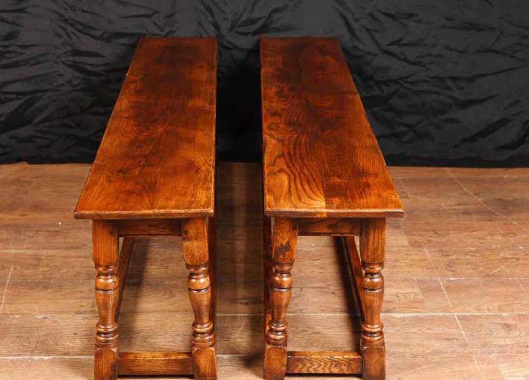 Legno Coppia Panche Oak Farmhouse Sedute Panca Refettorio in vendita
