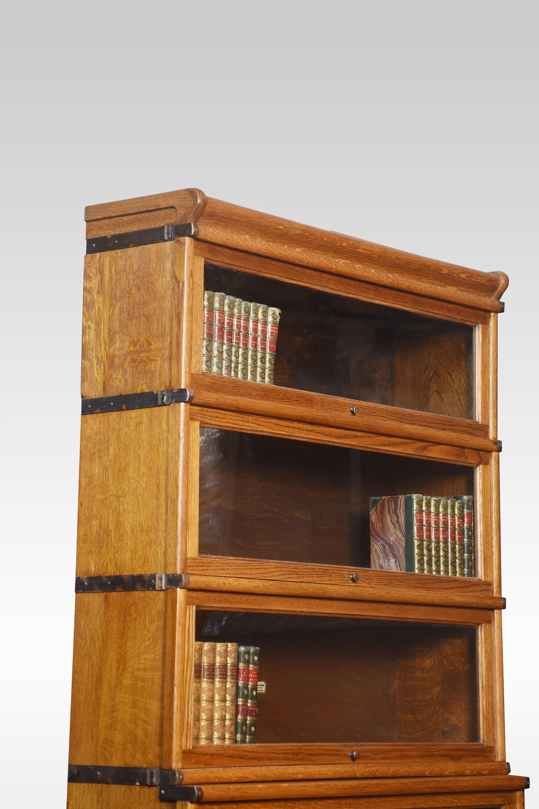 20th Century Pair Oak globe Wernicke six section bookcases