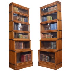 Pair of Oak Globe Wernicke Six Section Bookcases