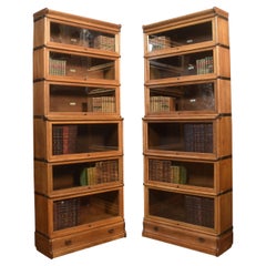 Pair Oak Globe Wernicke Six Section Bookcases