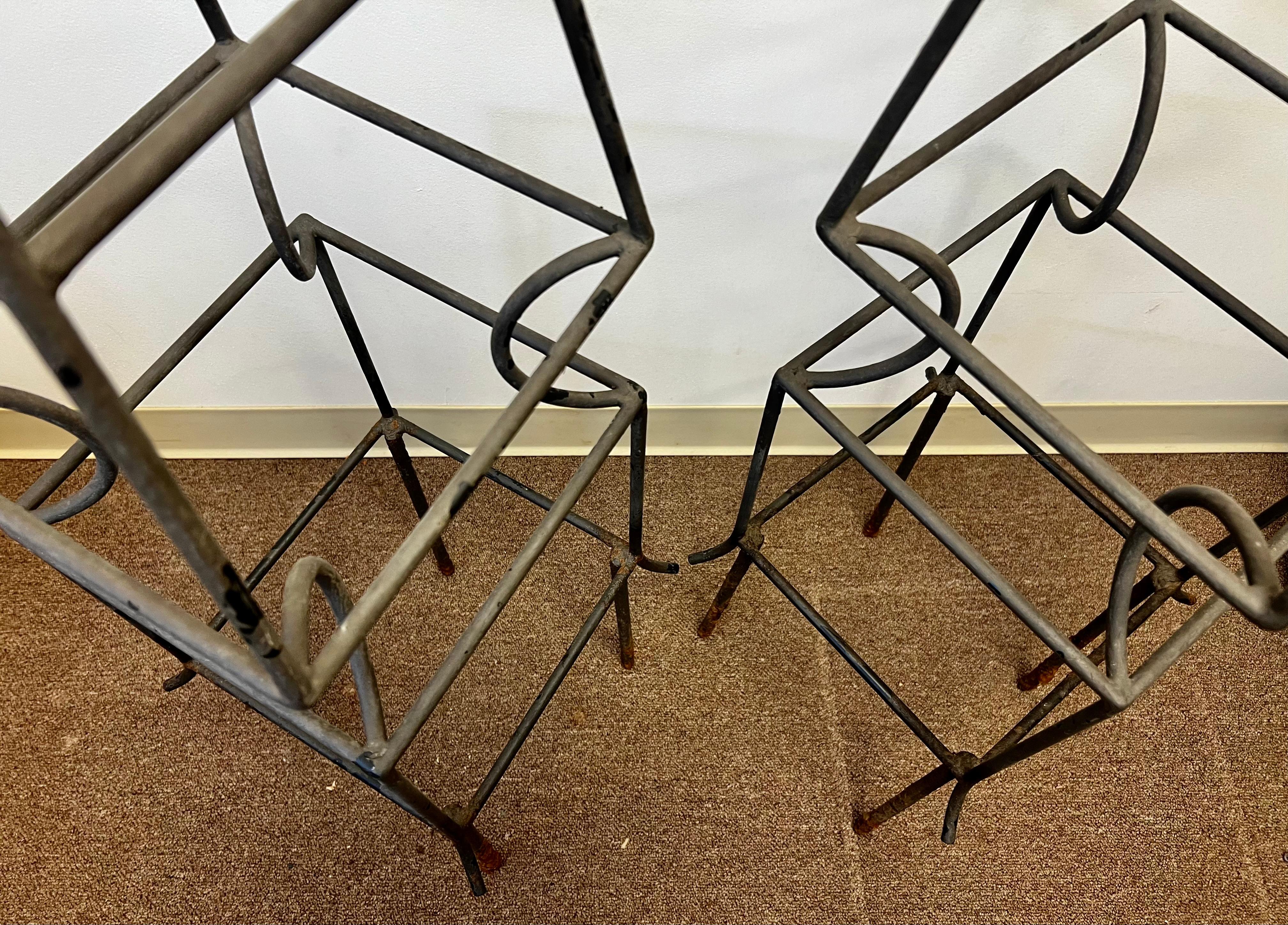 Pair Obelisk Shaped Garden Topiary Forms in Wrought Iron In Good Condition For Sale In West Palm Beach, FL