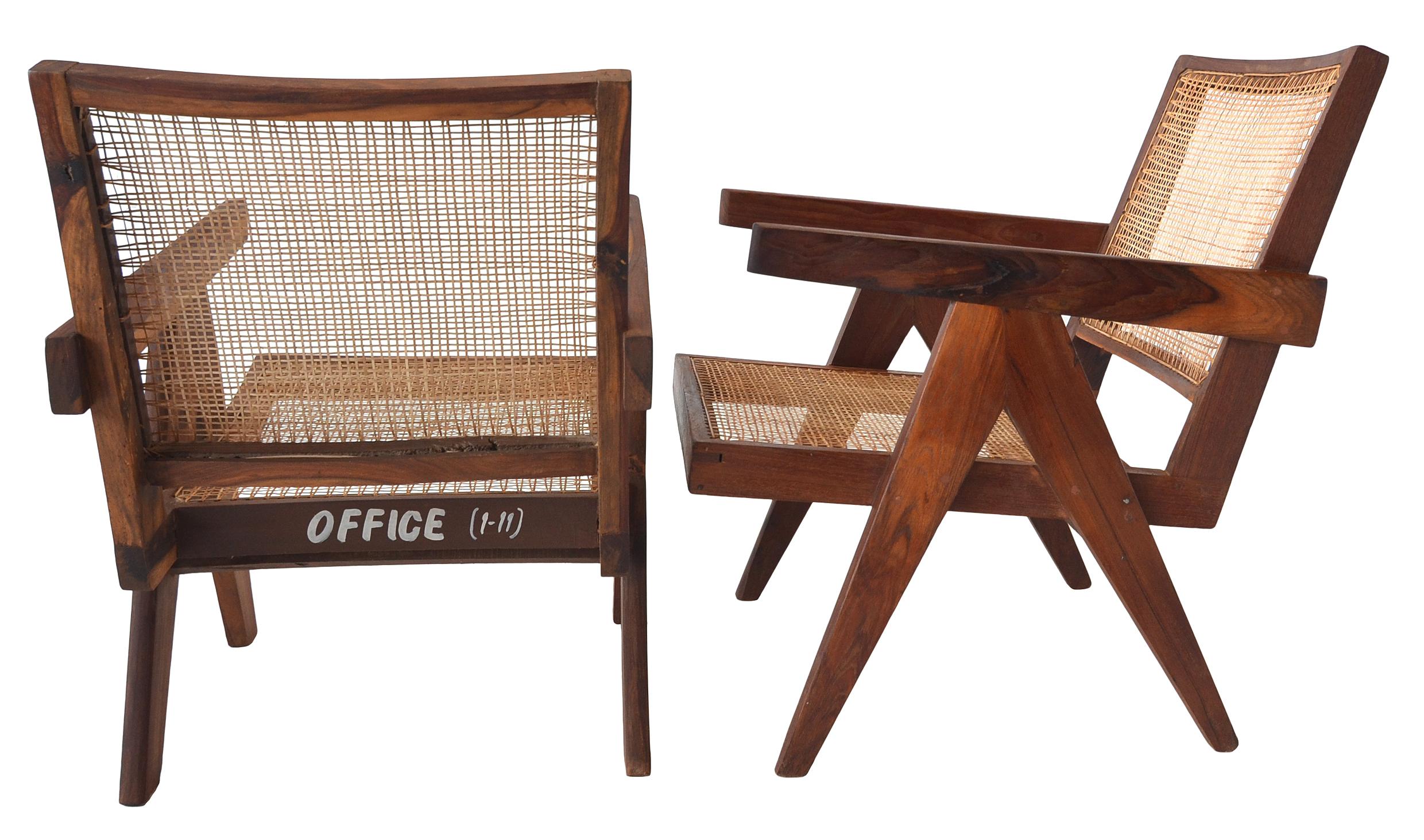 Indian Pair of Pierre Jeanneret Low Chairs