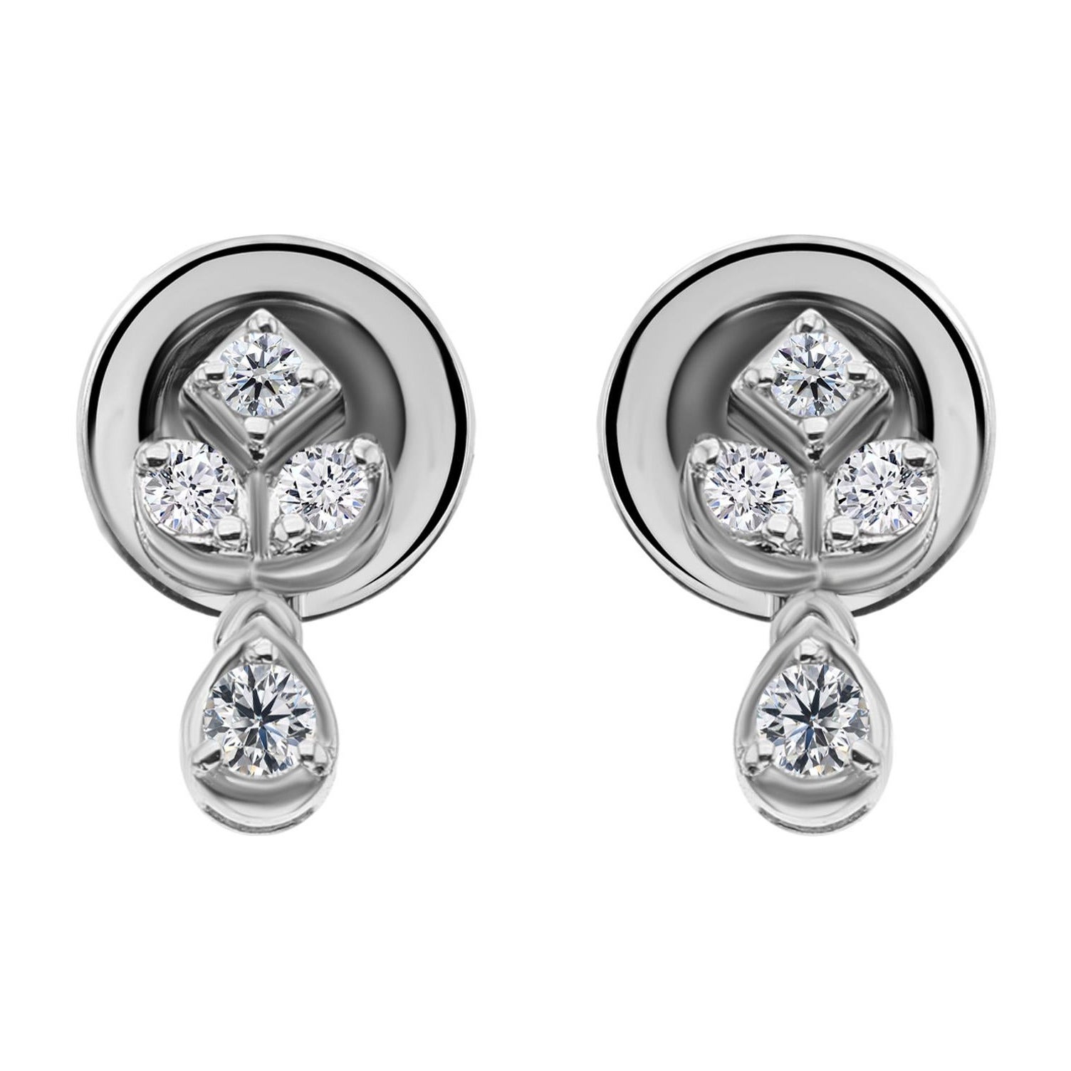 Par de pendientes de diamantes naturales SI/H de 0,17 quilates, oro blanco de 14 quilates en venta