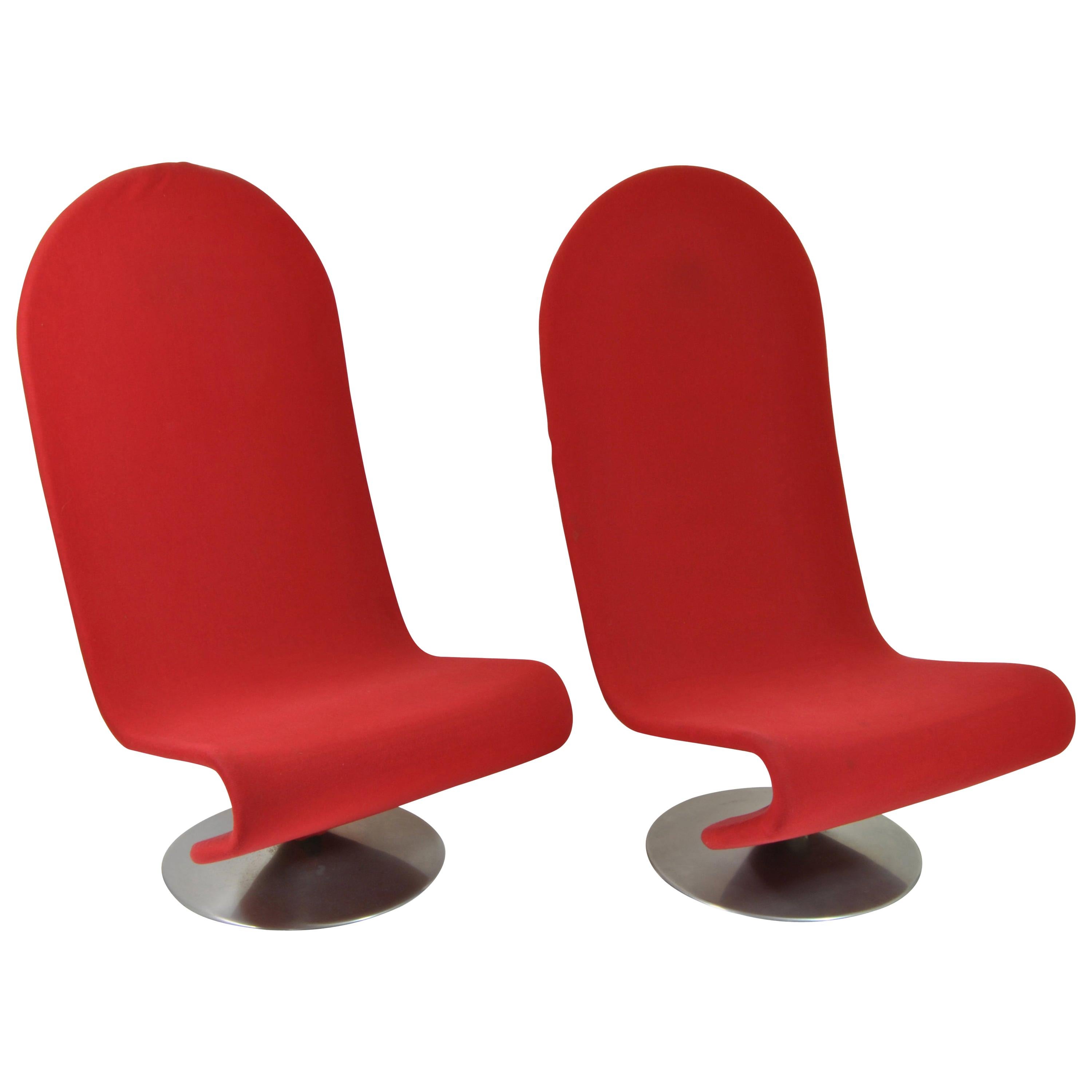 Pair of 1-2-3- Lounge System Armchairs Design Verner Panton for F. Hansen, 1970
