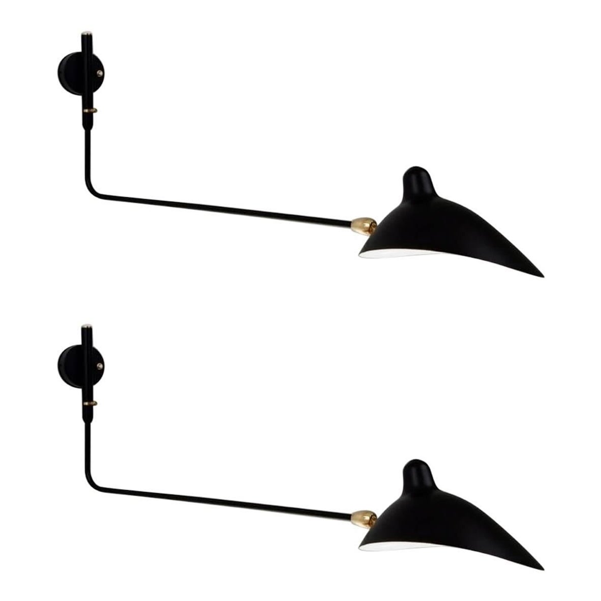 Pair of 1-Arm Rotating Sconces by Serge Mouille in Black or White en vente