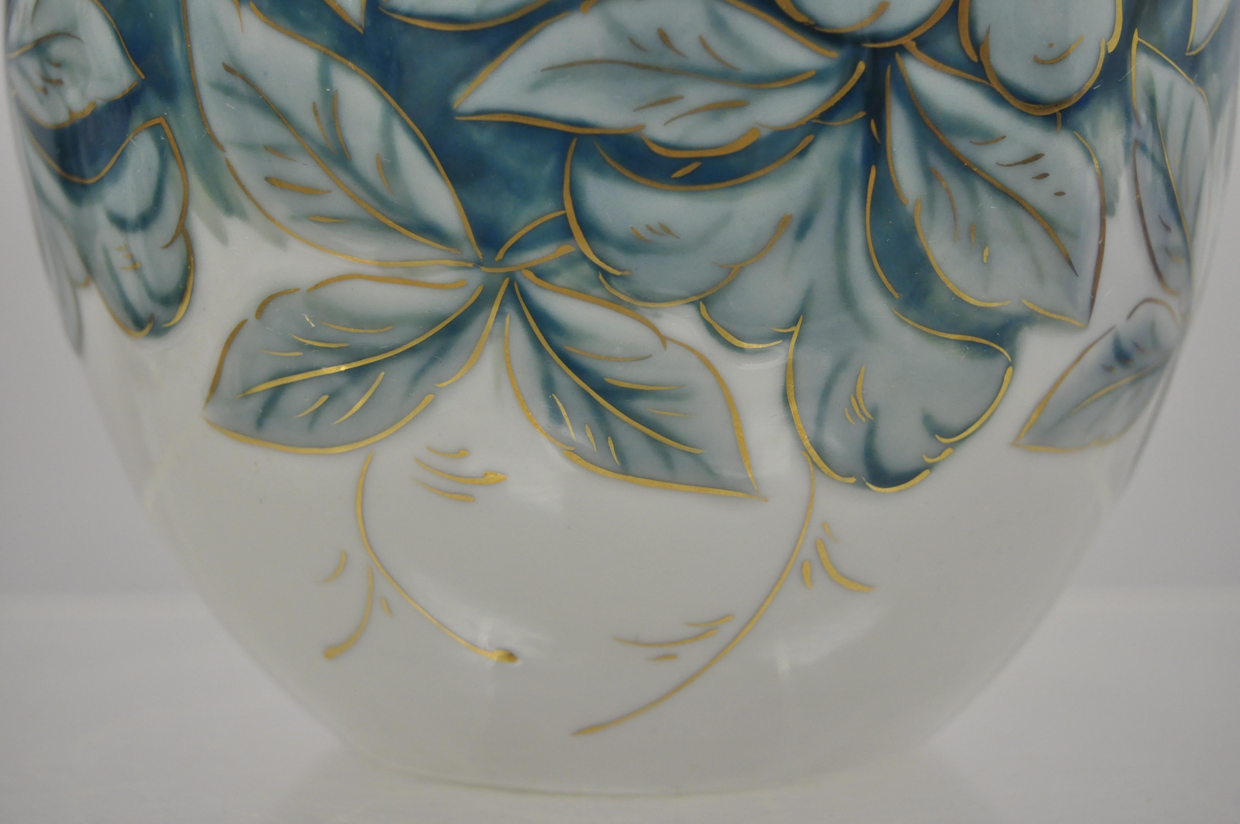Pair of Camille Tharaud Limoges France Glazed Porcelain Teal Vase Lamp Base 1