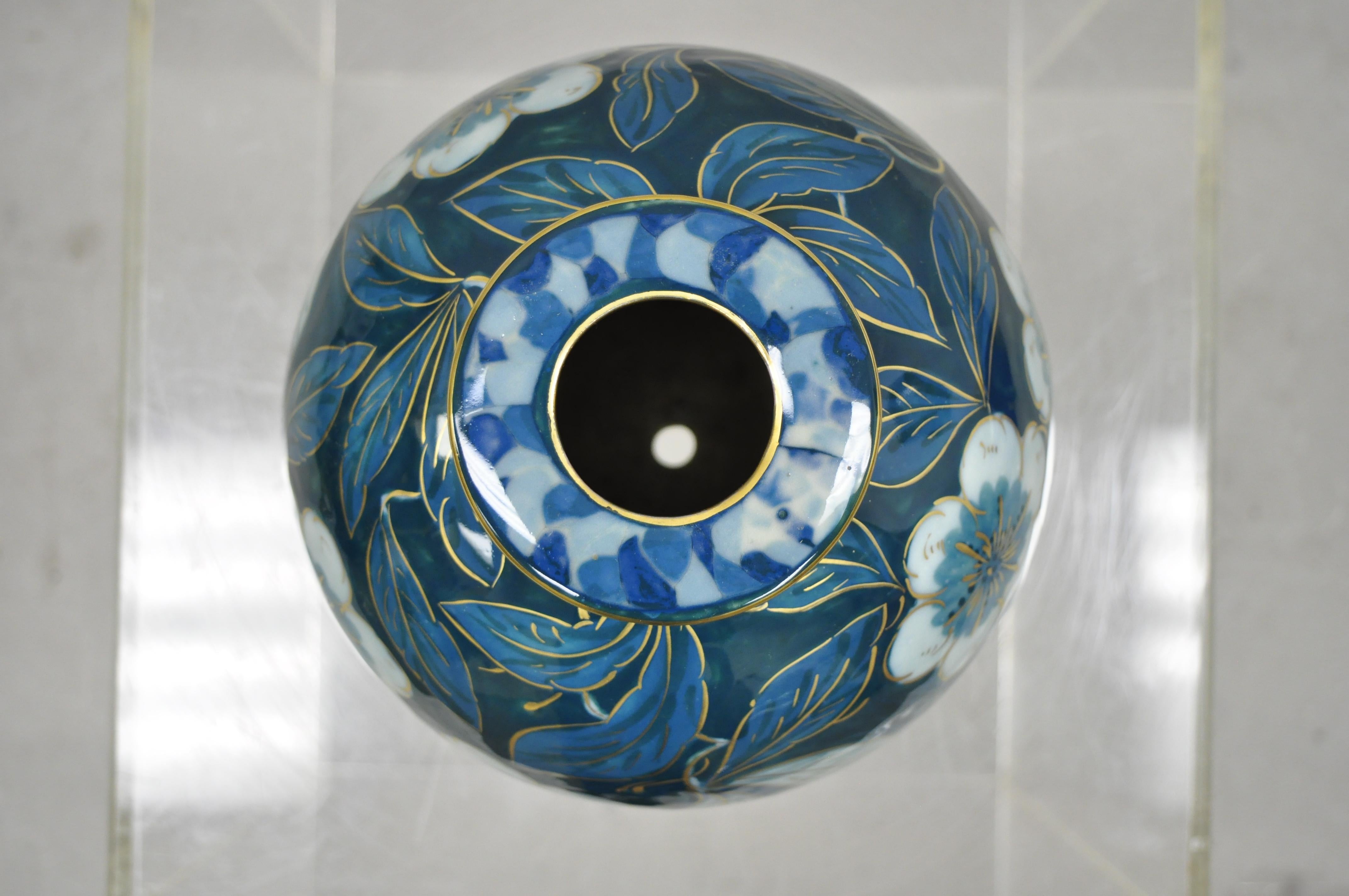 Pair of Camille Tharaud Limoges France Glazed Porcelain Teal Vase Lamp Base 3