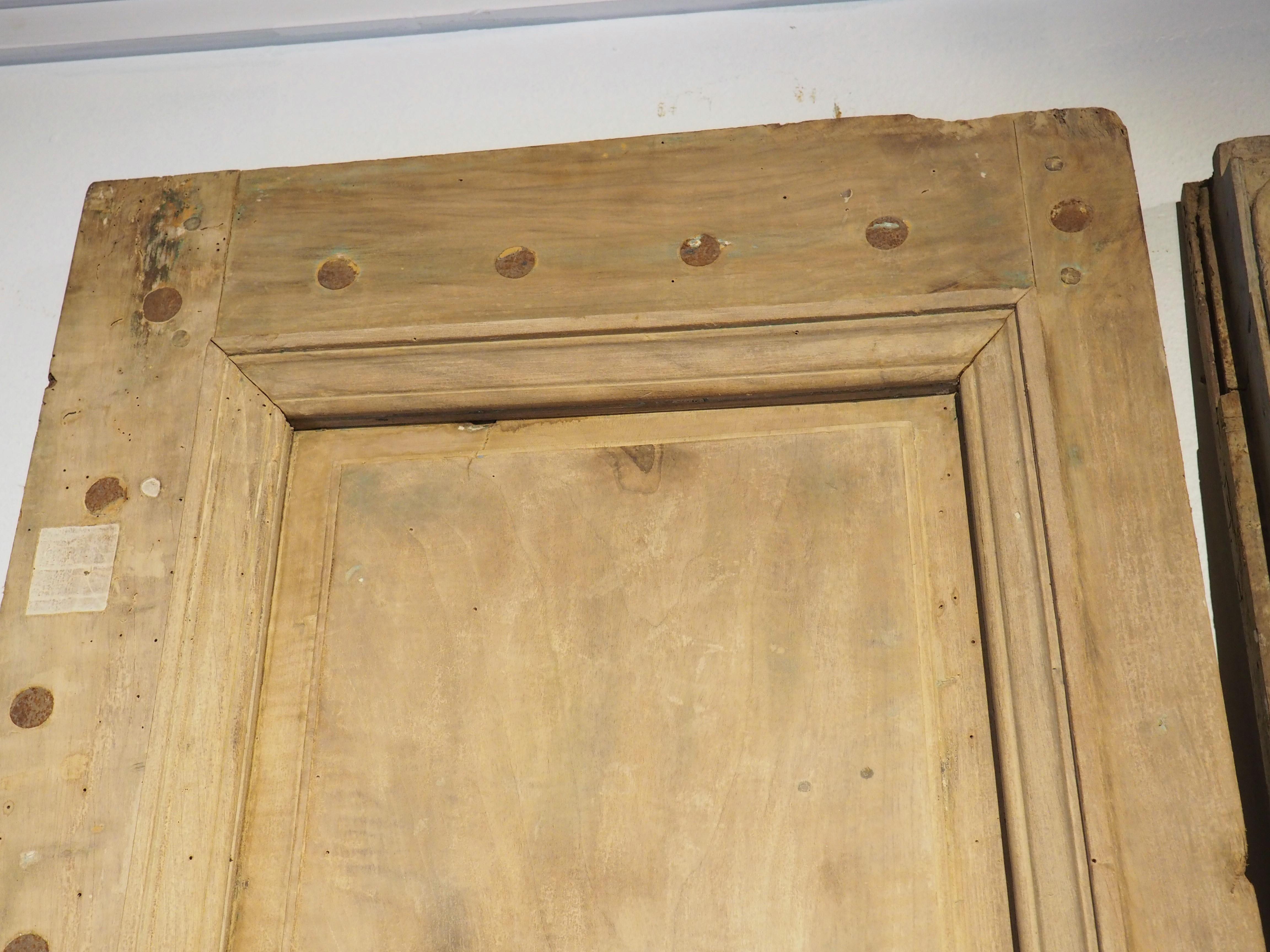 Metal Pair of 111-Inch-Tall 17th Century Walnut Entry Doors from Provence, France