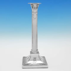 Pair of 12" Tall Victorian Sterling Silver Candlesticks, Thomas Bradbury 1899