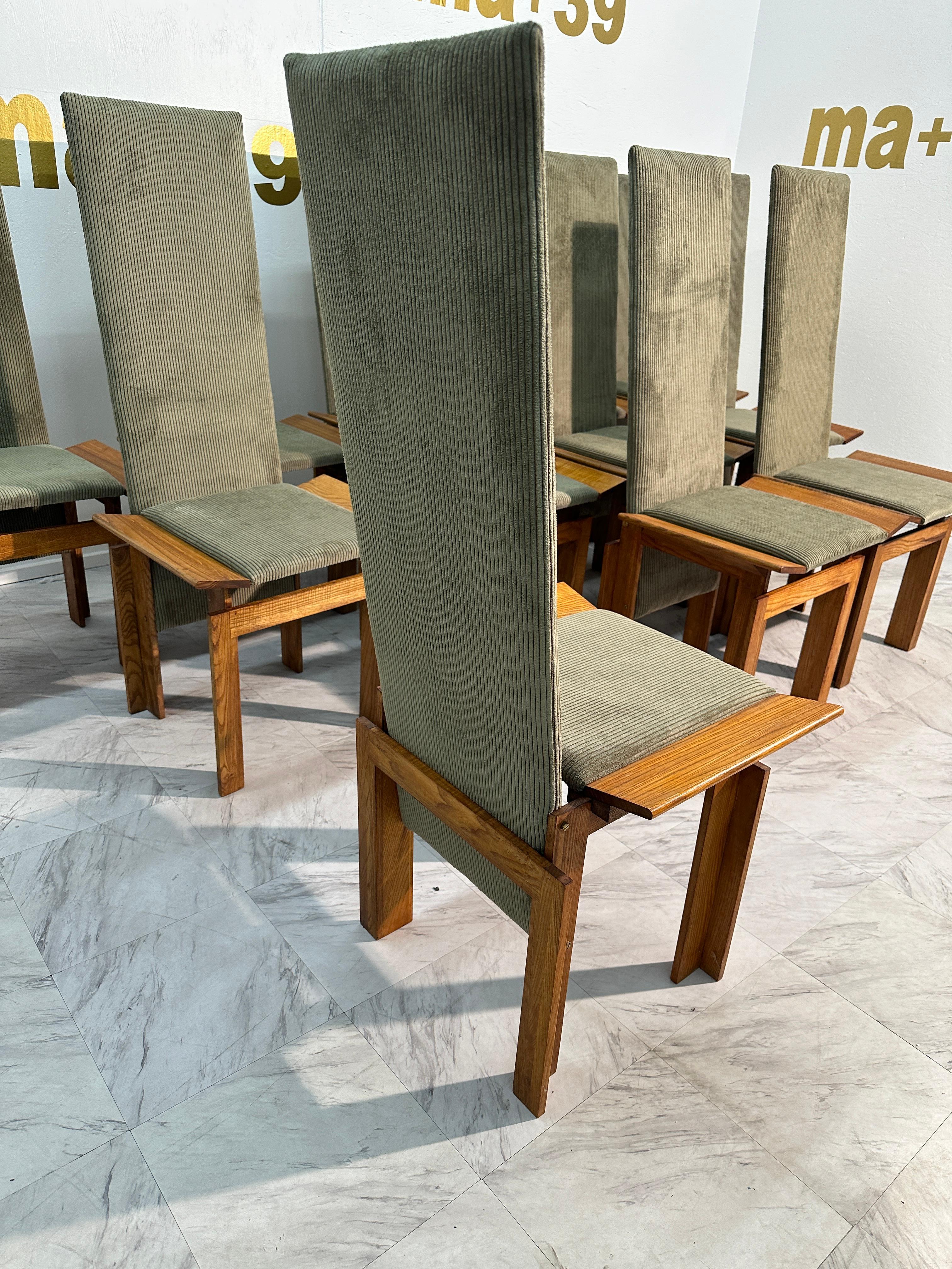 Set of 12 Wood Mid Century Italian Dining Chairs 1960s For Sale 4