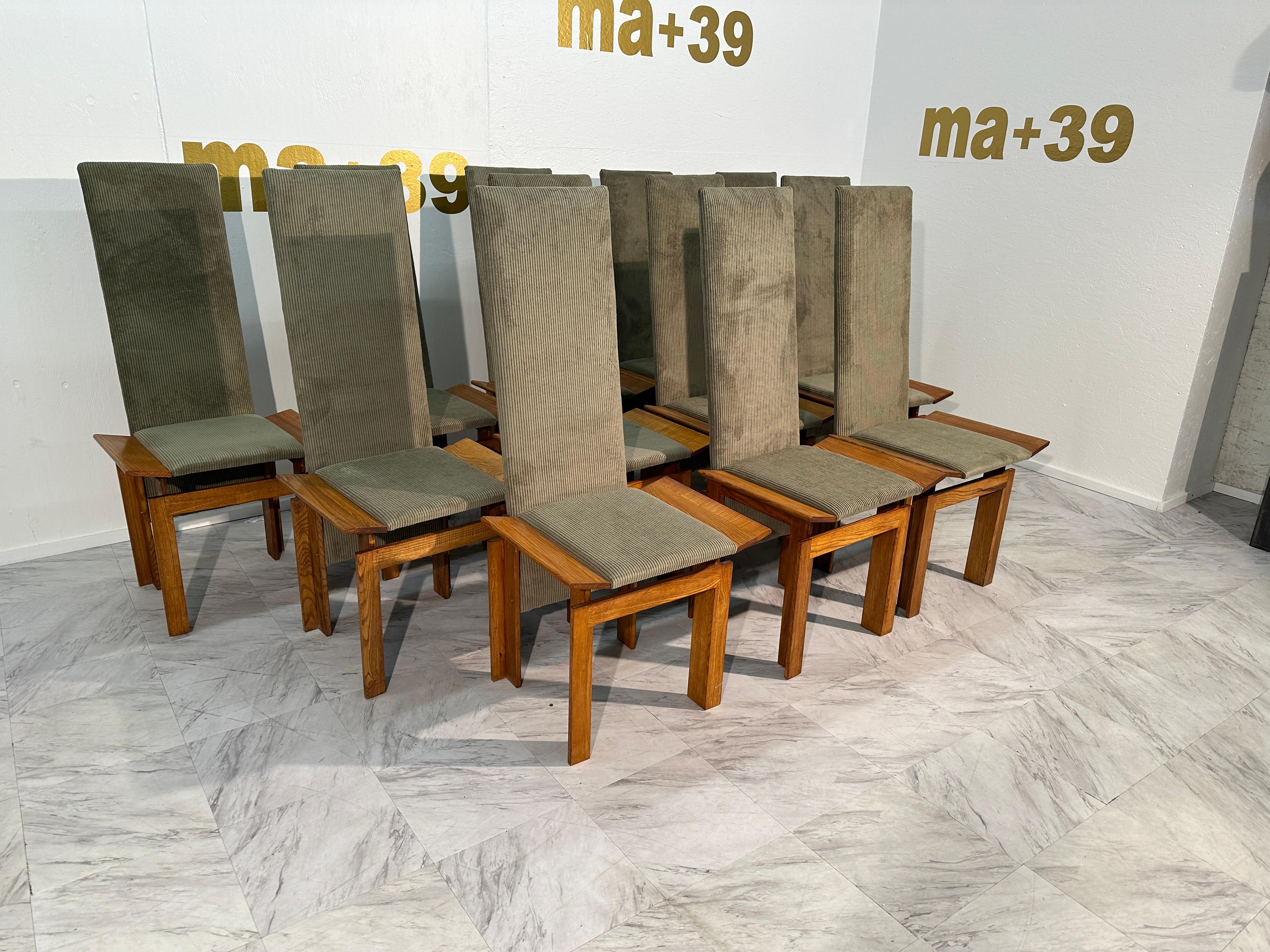 Set of 12 Wood Mid Century Italian Dining Chairs 1960s For Sale 5