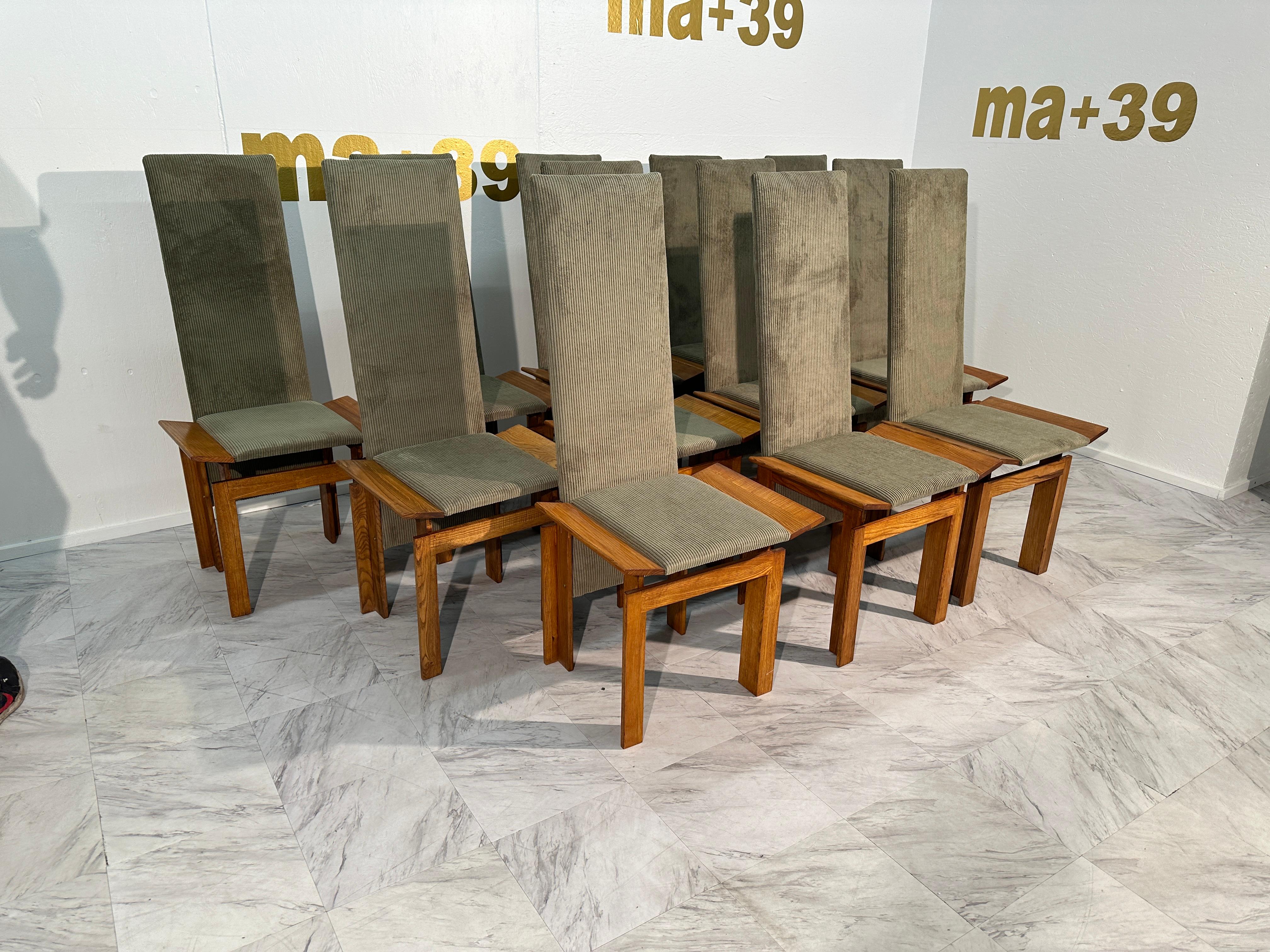 Set of 12 Wood Mid Century Italian Dining Chairs 1960s For Sale 6