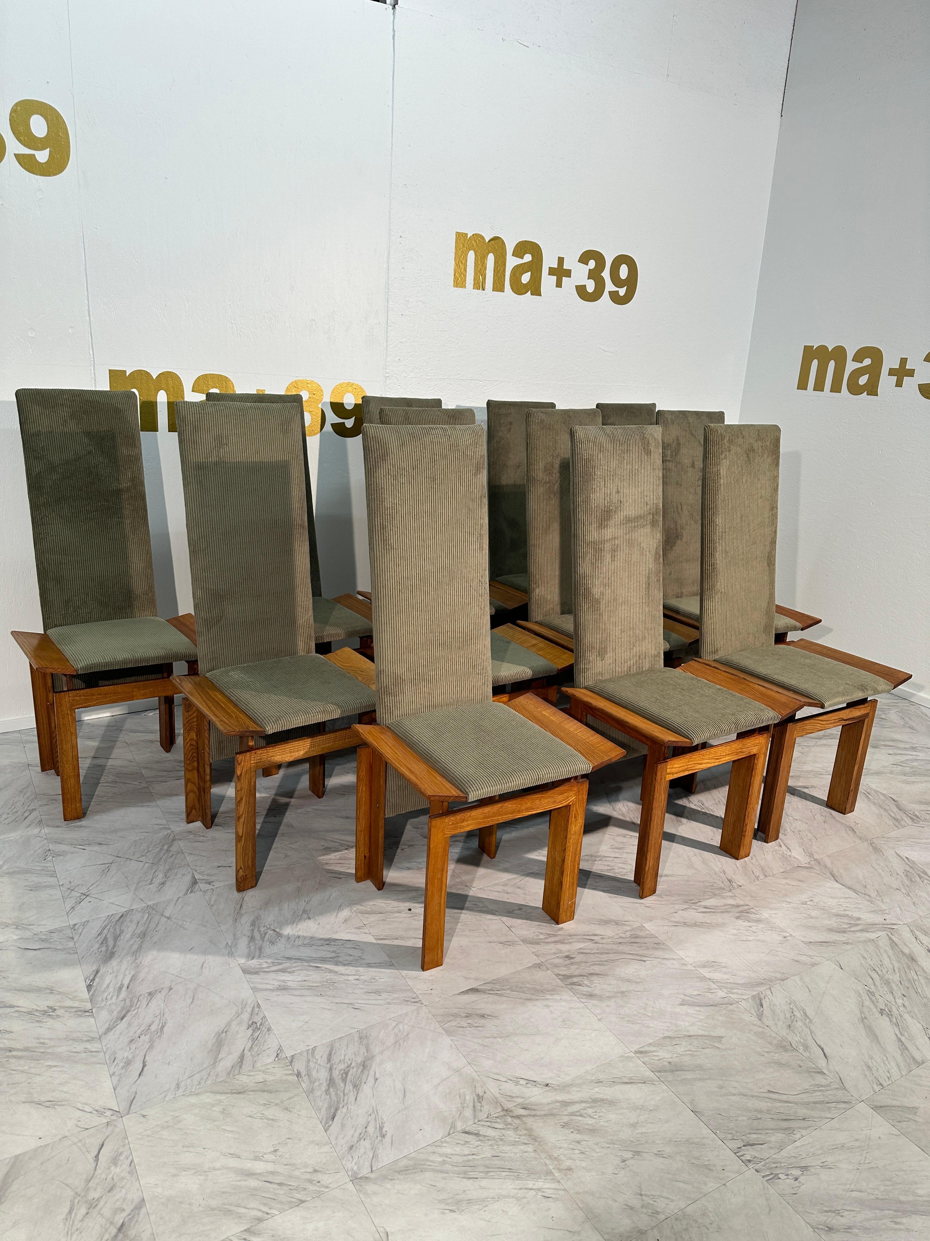 Set of 12 Wood Mid Century Italian Dining Chairs 1960s For Sale 7