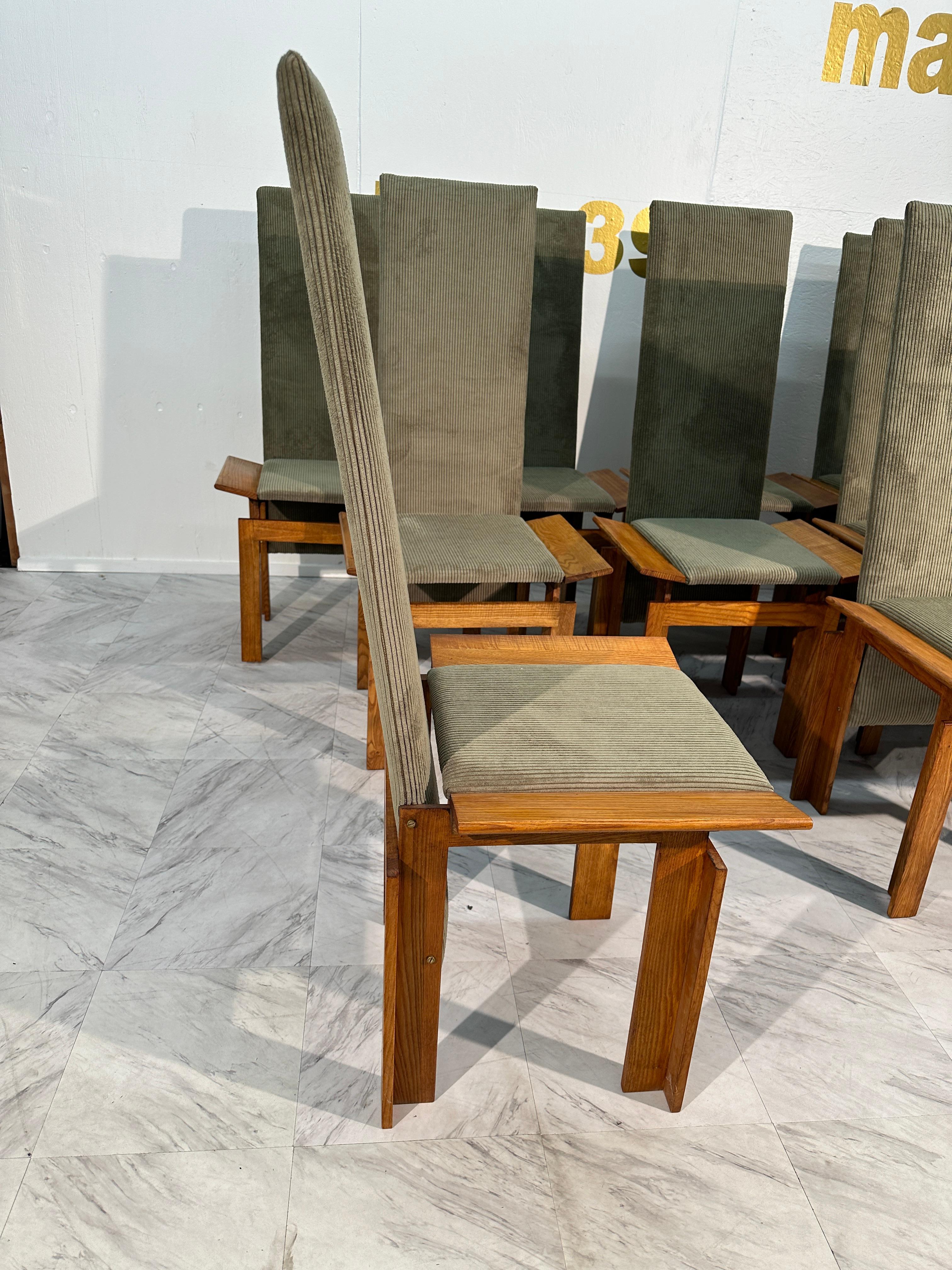 Set of 12 Wood Mid Century Italian Dining Chairs 1960s For Sale 3