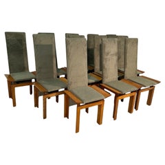 Set of 12 Wood Mid Century Italian Dining Chairs 1960s