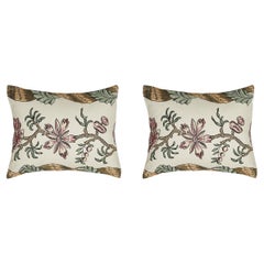 Pair of 12 x 16 Linen Pillow Cushions - Colonne Pattern - Made in Paris