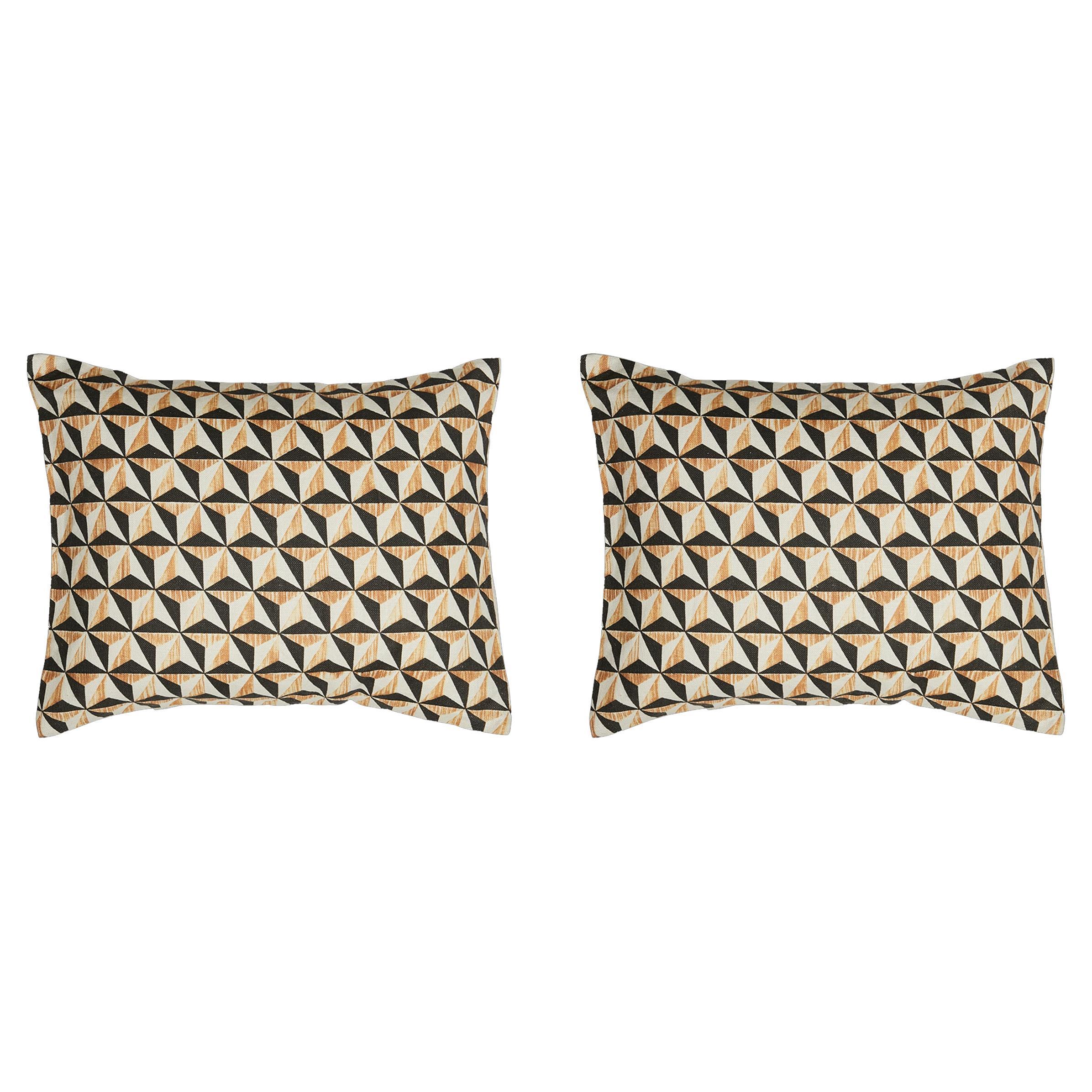 Paire de coussins en lin Pointes de Diamant de 12 x 16 cm par Antoinette Poisson, Paris
